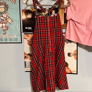 Hot Topic Alt Fashion plaid overall dress skirtall